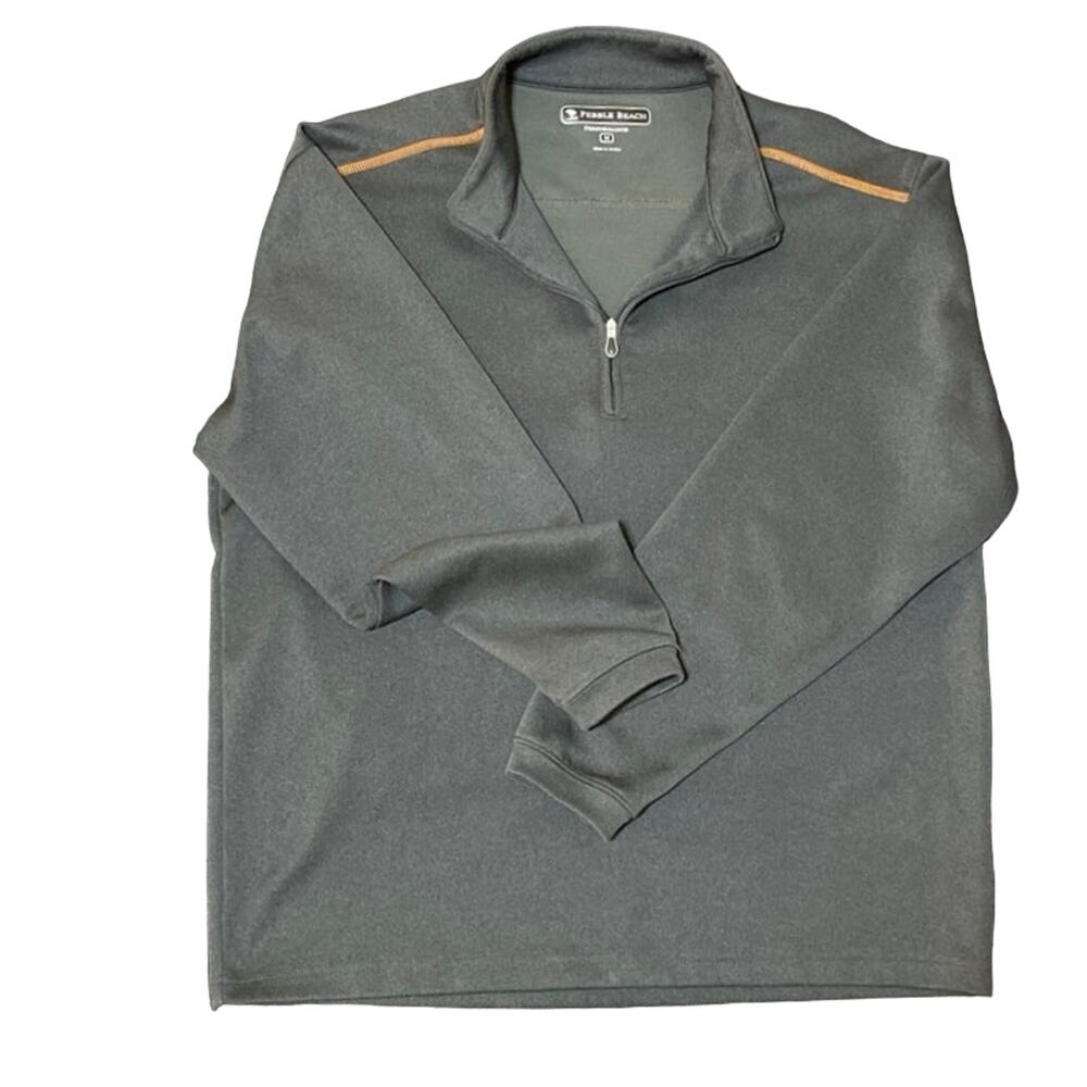 Pebble Beach Golf Performance Gray Quarter Zip Long Sleeve Pullover Size Medium